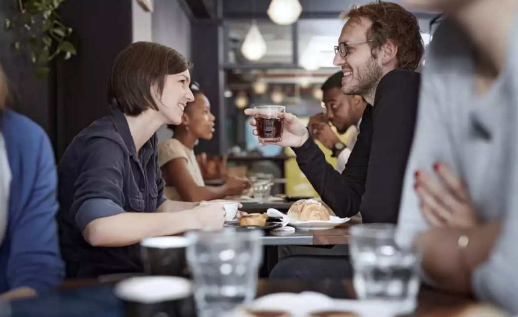 woman and man on lunch date