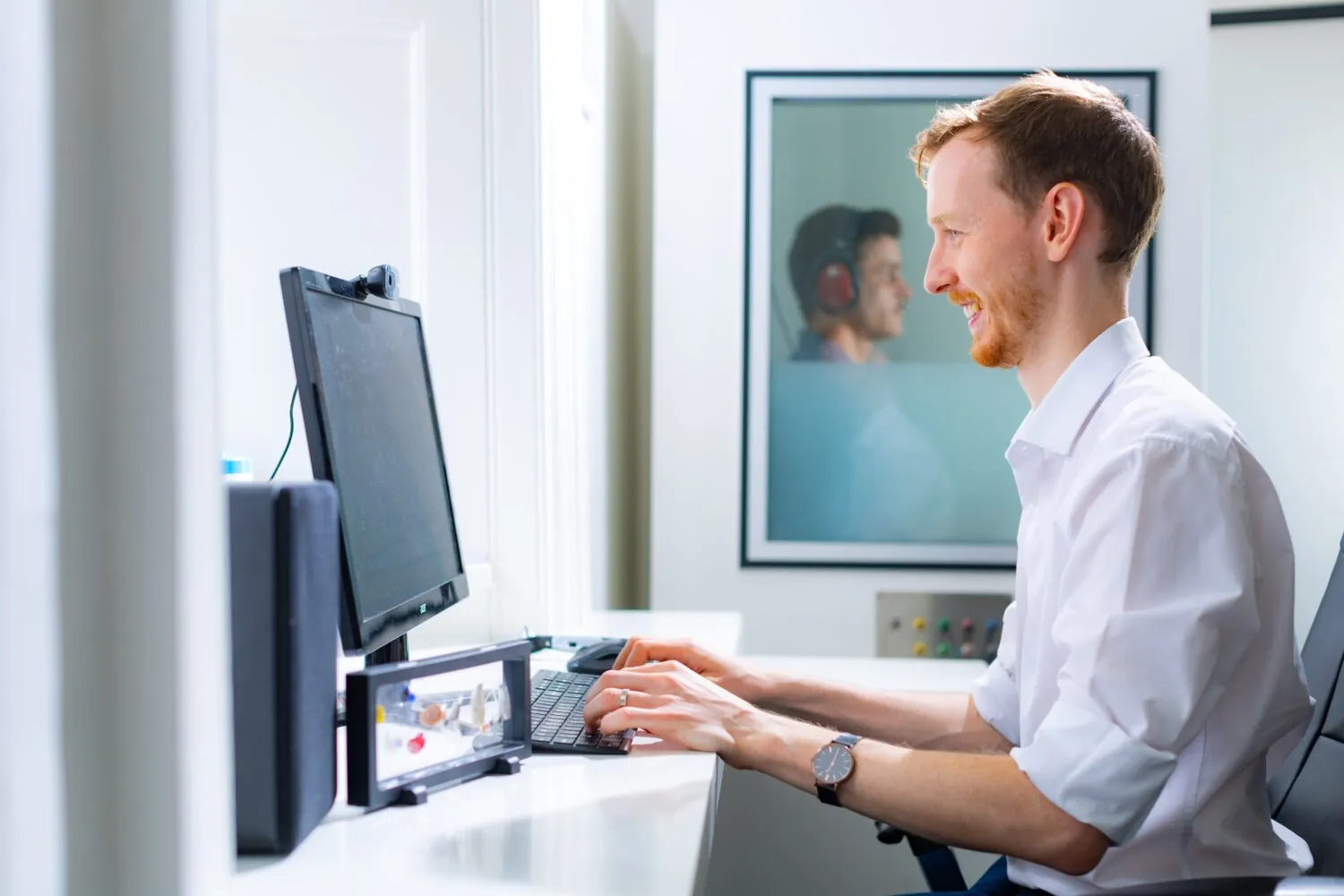 Matt sat at desk