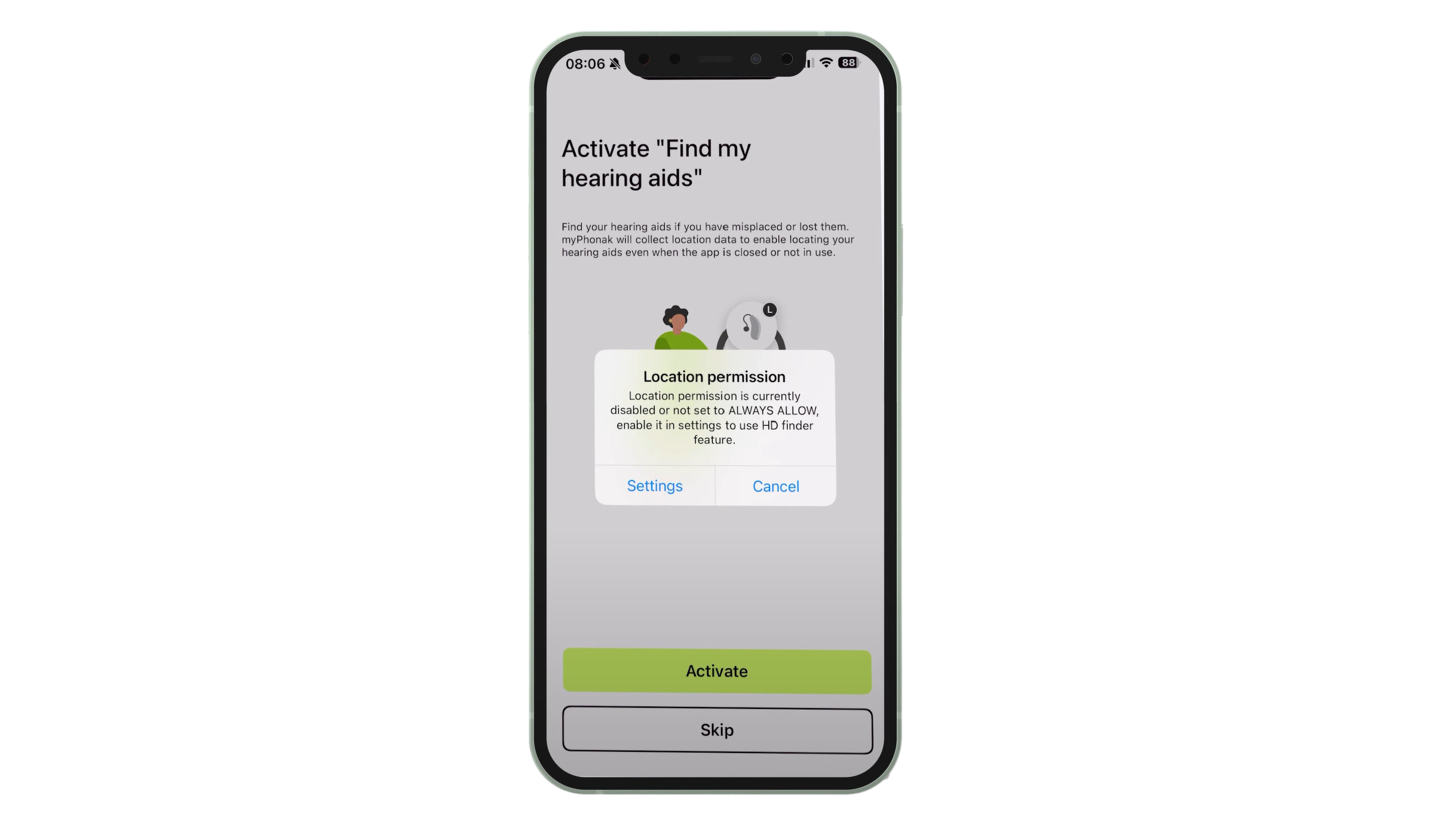 myphonak app location permission